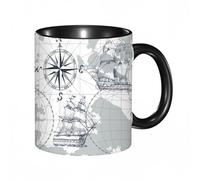 QFSDGY Tasse à Café | Tasse Céramique Fine | Cadeau Original | 330ml | Mug avec Anse | Cadeau Original pour Homme et Femme | Voilier, un vieux voilier sur fond de vagues déchaînées