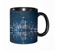 QFSDGY Tasse à Café | Tasse Céramique Fine | Cadeau Original | 330ml | Mug avec Anse | Cadeau Original pour Homme et Femme | Vue aérienne de Chicago et du lac Michigan, panorama urbain vibrant en so