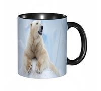 QFSDGY Tasse à Café | Tasse Céramique Fine | Cadeau Original | 330ml | Mug avec Anse | Cadeau Original pour Homme et Femme | Zoo, Portrait d'un grand ours polaire blanc sur la glace. Antarctique Nor