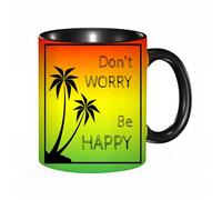 QFSDGY Tasse à Café | Tasse Céramique Fine | Cadeau Original | 330ml | Mug avec Anse | Cadeau Original pour Homme et Femme | Couleurs du drapeau rasta et éthiopien sur une tête de lion grunge esquis