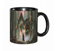 QFSDGY Tasse à Café | Tasse Céramique Fine | Cadeau Original | 330ml | Mug avec Anse | Cadeau Original pour Homme et Femme | Un jeune sorcier muni d'un bâton magique et une créature géante se regard