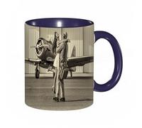 QFSDGY Tasse à Café | Tasse Céramique Fine | Cadeau Original | 330ml | Mug avec Anse | Cadeau Original pour Homme et Femme | Décoration vintage sur le thème des avions, dessin esquissé d'un monoplan