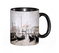 QFSDGY Tasse à Café | Tasse Céramique Fine | Cadeau Original | 330ml | Mug avec Anse | Cadeau Original pour Homme et Femme | Lagune de Venise. Gondoles amarrées place Saint-Marc sur les Grands Canau