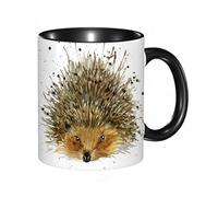 QFSDGY Tasse à Café | Tasse Céramique Fine | Cadeau Original | 330ml | Mug avec Anse | Cadeau Original pour Homme et Femme | Hérisson, adorable petit hérisson sur des feuilles d'automne dans des scè