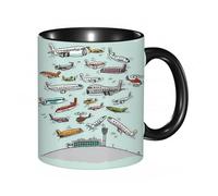 QFSDGY Tasse à Café | Tasse Céramique Fine | Cadeau Original | 330ml | Mug avec Anse | Cadeau Original pour Homme et Femme | Décoration d'avion, Supermarine Spitfire Mk. XVI Battle Birds Briti,