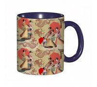 QFSDGY Tasse à Café | Tasse Céramique Fine | Cadeau Original | 330ml | Mug avec Anse | Cadeau Original pour Homme et Femme | Motif sans couture de fond d'art mexicain traditionnel représentant des a