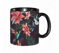 QFSDGY Tasse à Café | Tasse Céramique Fine | Cadeau Original | 330ml | Mug avec Anse | Cadeau Original pour Homme et Femme | Magnifique, délicat, lumineux, printanier, coloré, hcé, rouge, rose, viol