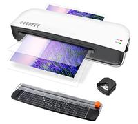 Qfun Plastifieuse A4, 4 en 1 Photo Machine à Plastifier Chaud et Froid avec A4 A5 A6 Pochettes, Arrondisseur d’Angles, Coupe-Papier de Plastification pour Bureau Maison Carte Menu École