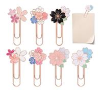 QfwdfcTrenz Lot de 7 trombones en forme de fleurs de cerisier - Jolis trombones décoratifs en métal pour marque-pages - Fournitures de bureau - Cadeau pour marque-page - Accessoires de papeterie de