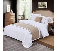 QFWMCW Écharpe de Chemin de lit d'hôtel Moderne Couleur Unie Coton et Lin Serviette de lit literie à la Maison Couvre-lit décoration pour Reine Roi Taille Coureur de lit