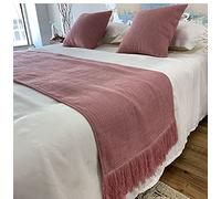 QFWMCW Foulard Chemin de lit hôtel Moderne Couvre-Lits Drapeau de lit à Gland de Couleur Unie de Luxe Écharpe de Literie Coureurs de Lit King Size