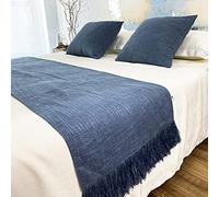 QFWMCW Foulard Chemin de lit hôtel Moderne Couvre-Lits Drapeau de lit à Gland de Couleur Unie de Luxe Écharpe de Literie Coureurs de Lit King Size