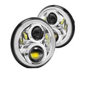 QGBKLZNZHP Bloc phare avant Pour Jeep Pour Wrangler Datsun Pour Lada Niva 4x4 H4 7 Pouces Phare LED DRL Rond 7 ''phares Avec Yeux D'ange Halo Phares Avants Ensemble(Headlight With Halo..)