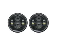QGBKLZNZHP Optique De Moto Ronde Pour Dyna Fat Bob 4,5 Pouces Avec Feux De Jour 0,65 H4 Pour Moto FXDF Phare Double LED(Black H11)