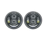 QGBKLZNZHP Optique De Moto Ronde Pour Dyna Fat Bob 4,5 Pouces Avec Feux De Jour 0,65 H4 Pour Moto FXDF Phare Double LED(With DRL Black1 H13)