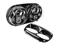 QGBKLZNZHP Optique De Moto Ronde Pour Road Glide 2004-2013 Phare De Moto Homologué DOT 90 W Double LED 5,75(Black 2)