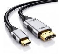 QGECEN Câble USB C vers HDMI 1,8 m, 4K@60Hz, compatible Thunderbolt 3/4/5 | Adaptateur Type C vers HDMI, boîtier alu, plaqué or; MacBook Pro M5/M4/M3, iPhone 17/16/15, Galaxy S26/S25/S24, Steam Deck