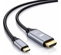 QGECEN Câble USB C vers HDMI 2m, 4K@30Hz, Adaptateur Type C vers HDMI | Compatible Thunderbolt 3/4/5, boîtier aluminium, plaqué or; MacBook Pro M5/M4/M3, iPhone 17/16/15, Galaxy S26/S25, Steam Deck