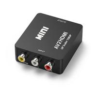 QGECEN Convertisseur RCA vers HDMI, Adaptateur AV vers HDMI Mini 1080P | Composite Vidéo/Audio vers HDMI, Plug & Play avec Câble d’Alimentation USB, PAL/NTSC/SECAM pour PS1 PS2 Wii N64 VHS VCR DVD