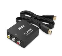 QGECEN Convertisseur RCA vers HDMI avec câble HDMI, Adaptateur AV vers HDMI | Composite Vidéo/Audio vers HDMI, Plug & Play avec Câble d’Alimentation USB, PAL/NTSC/SECAM pour PS1 PS2 Wii N64 VHS VCR DVD