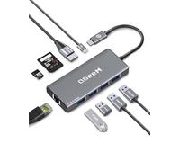 QGeeM USB C Hub Ethernet,9 in 1 USB Type C Hub HDMI Multi-Port Converter Adapter,100W Pd, USB 3.0,SD/TF Card Reader,Compatible for MacBook Pro Air Ipad HP Dell Lenovo Chromebook etc.-Gray (Black)