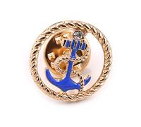 QGEGWYZ Broche tendance rétro en émail couronne ancre voile gouvernail marine homme et femme broche boucles d'oreilles, petite ronde, taille unique, Agate