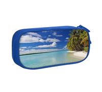 QGGHNISD Aitutaki Trousse à crayons motif lagon des îles Cook, grande capacité, double couche avec séparation, sac à papeterie, fermeture éclair, joli imprimé pour l'école, le bureau, les voyages