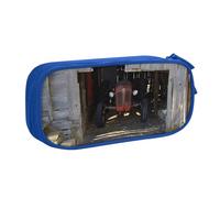 QGGHNISD Ancienne grange en bois avec tracteur rouillé, grande capacité double couche avec séparateur, sac de papeterie à fermeture éclair, joli sac à cosmétiques imprimé pour l'école, le bureau, les