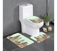 QGGHNISD Austin Texas Lot de 3 tapis de salle de bain en flanelle, antidérapant et absorbant, tapis de bain doux et lavable en forme de U et couvercle