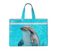 QGGHNISD Basset Hound Sac fourre-tout en toile avec fermeture éclair pour ranger vos documents, Jolis dauphins., Taille unique