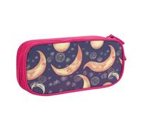 QGGHNISD Belle trousse à crayons en forme de lune, grande capacité double couche avec séparation, sac de papeterie à fermeture éclair, joli sac à cosmétiques imprimé pour l'école, le bureau, les