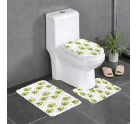 QGGHNISD Cartoon Pears Lot de 3 tapis de salle de bain en flanelle, antidérapant et absorbant, tapis de bain en forme de U, tapis de bain doux et lavable