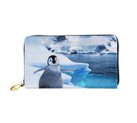 QGGHNISD Corgi Pattern Portefeuille long en cuir pour femme avec fermeture éclair, fentes pour cartes, poche pour espèces, pochette, Cute Penguins Baby Take, Taille unique