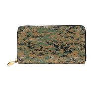 QGGHNISD Corgi Pattern Portefeuille long en cuir pour femme avec fermeture éclair, fentes pour cartes, poche pour espèces, pochette, Green Army Digital Camouflage, Taille unique