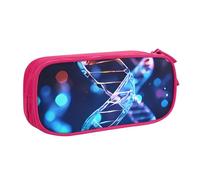 QGGHNISD DNA Genetic Helix Trousse à crayons grande capacité double couche avec séparation, fermeture éclair, jolie trousse de maquillage imprimée pour l'école, le bureau, les voyages, rose, Taille