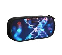 QGGHNISD DNA Genetic Helix Trousse à crayons grande capacité double couche avec séparation, fermeture éclair, jolie trousse de maquillage imprimée pour l'école, le bureau, les voyages, Noir , Taille