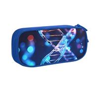 QGGHNISD DNA Genetic Helix Trousse à crayons grande capacité double couche avec séparation, fermeture éclair, jolie trousse de maquillage imprimée pour l'école, le bureau, les voyages, bleu, Taille