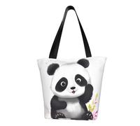 QGGHNISD Drapeau Firework Sac fourre-tout décontracté pour femme, sac à main en polyester, grande capacité, sac de courses de plage, Panda mignon 2, Taille unique