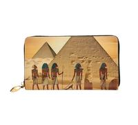 QGGHNISD Drummer Portefeuille long en cuir pour femme avec fermeture éclair, fentes pour cartes, poche pour espèces, pochette, Égyptiens anciens, Taille unique