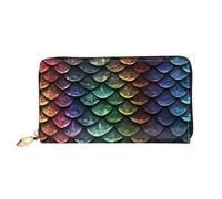 QGGHNISD Elephant Painting Portefeuille long en cuir pour femme avec fermeture éclair, fentes pour cartes, poche pour espèces, pochette, Échelle de dragon, Taille unique