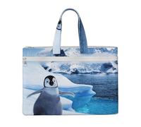 QGGHNISD Empire State Building Sac fourre-tout en toile avec fermeture éclair Sac de rangement de fichiers Sac à main portable Sac de voyage, Cute Penguins Baby Take, Taille unique