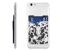 QGGHNISD Étui de téléphone mignon Schnauzer avec porte-cartes adhésif pour carte d'identité et carte de crédit pour l'arrière de la plupart des smartphones, Vache noire et blanche, Taille unique