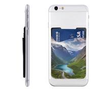 QGGHNISD Étui de téléphone mignon Schnauzer avec porte-cartes adhésif pour carte d'identité et carte de crédit pour l'arrière de la plupart des smartphones, Fjords norvégiens, Taille unique