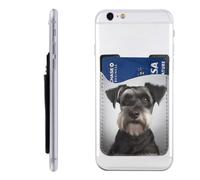 QGGHNISD Étui de téléphone mignon Schnauzer avec porte-cartes adhésif pour carte d'identité et carte de crédit pour l'arrière de la plupart des smartphones, Schnauzer mignon, Taille unique