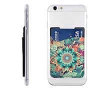 QGGHNISD Étui de téléphone mignon Schnauzer avec porte-cartes adhésif pour carte d'identité et carte de crédit pour l'arrière de la plupart des smartphones, Fleur colorée., Taille unique
