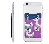 QGGHNISD Étui de téléphone mignon Schnauzer avec porte-cartes adhésif pour carte d'identité et carte de crédit pour l'arrière de la plupart des smartphones, Dog Wear Lunettes de soleil violettes,