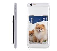 QGGHNISD Étui de téléphone mignon Schnauzer avec porte-cartes adhésif pour carte d'identité et carte de crédit pour l'arrière de la plupart des smartphones, Joli poméranien., Taille unique