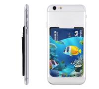 QGGHNISD Étui de téléphone mignon Schnauzer avec porte-cartes adhésif pour carte d'identité et carte de crédit pour l'arrière de la plupart des smartphones, Poisson tropical océan, Taille unique