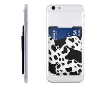 QGGHNISD Étui de téléphone mignon Schnauzer avec porte-cartes adhésif pour carte d'identité et carte de crédit pour l'arrière de la plupart des smartphones, Imprimé vache noir et blanc., Taille unique