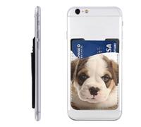 QGGHNISD Étui de téléphone mignon Schnauzer avec porte-cartes adhésif pour carte d'identité et carte de crédit pour l'arrière de la plupart des smartphones, Chiots pour chiens, Taille unique